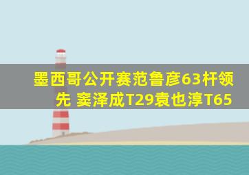 墨西哥公开赛范鲁彦63杆领先 窦泽成T29袁也淳T65